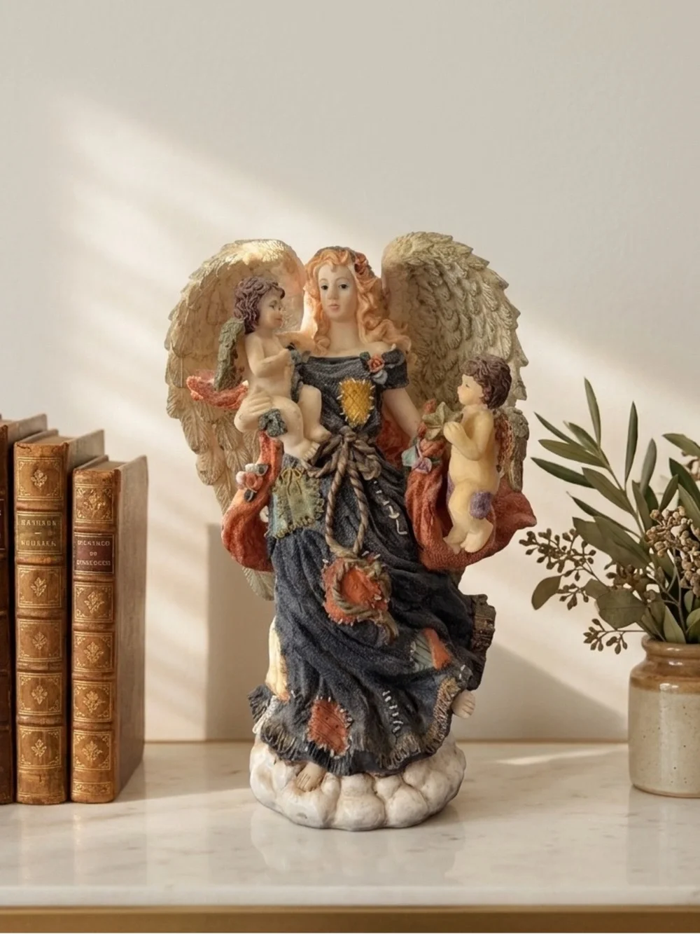 Angel Figurine with Cherubs 12 inches (resin)